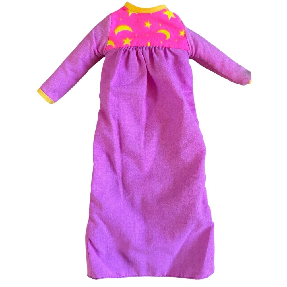 Genuine Barbie Purple Celestial Moon and Stars Long Sleeve Nightgown Pajamas 90s